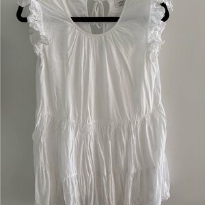 Aritzia Wilfred White Ruffle Sleeve Mini Dress